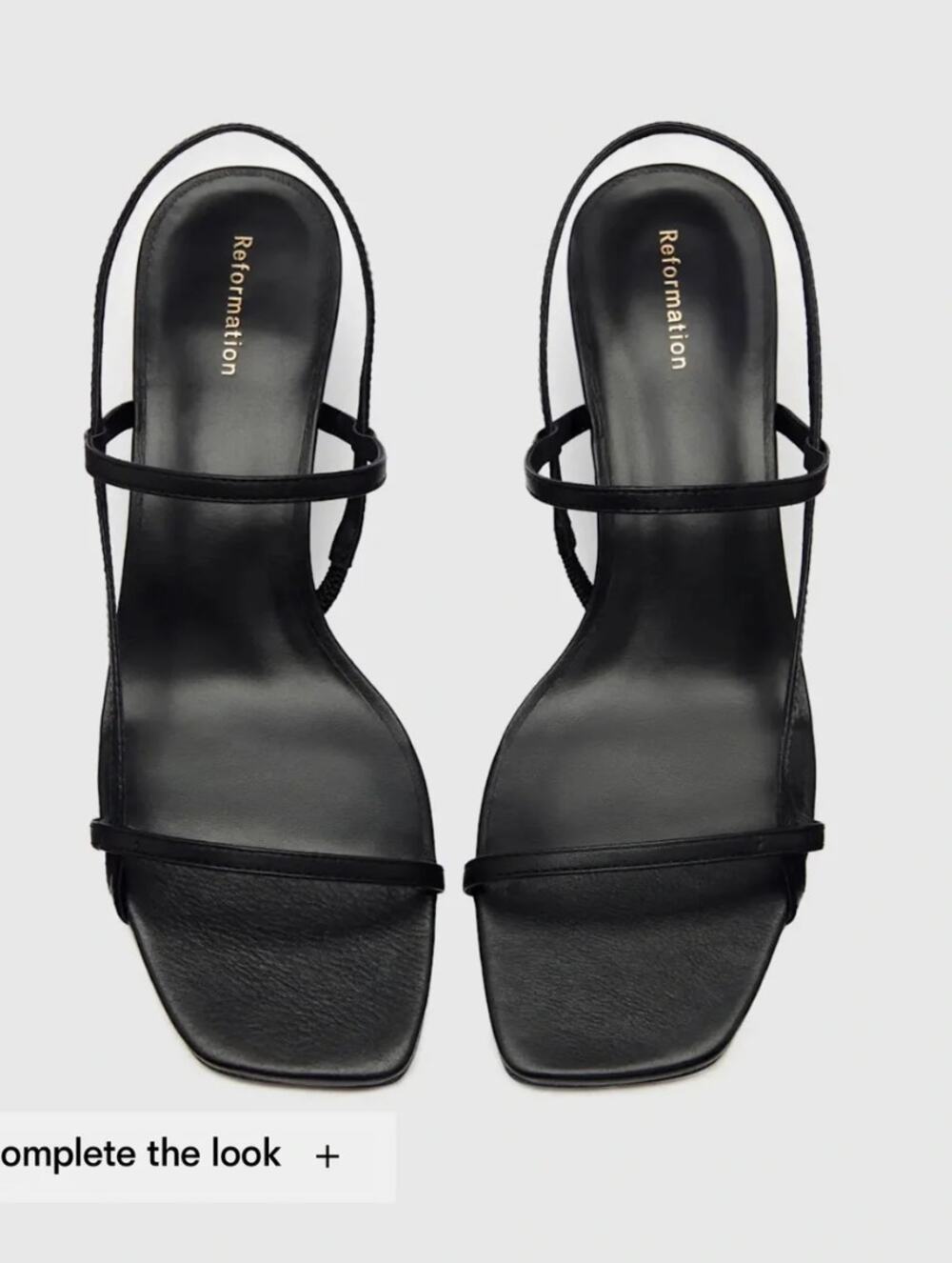 New Reformation Serenity Bare Black Leather Kitten Heel Sandals Size 7